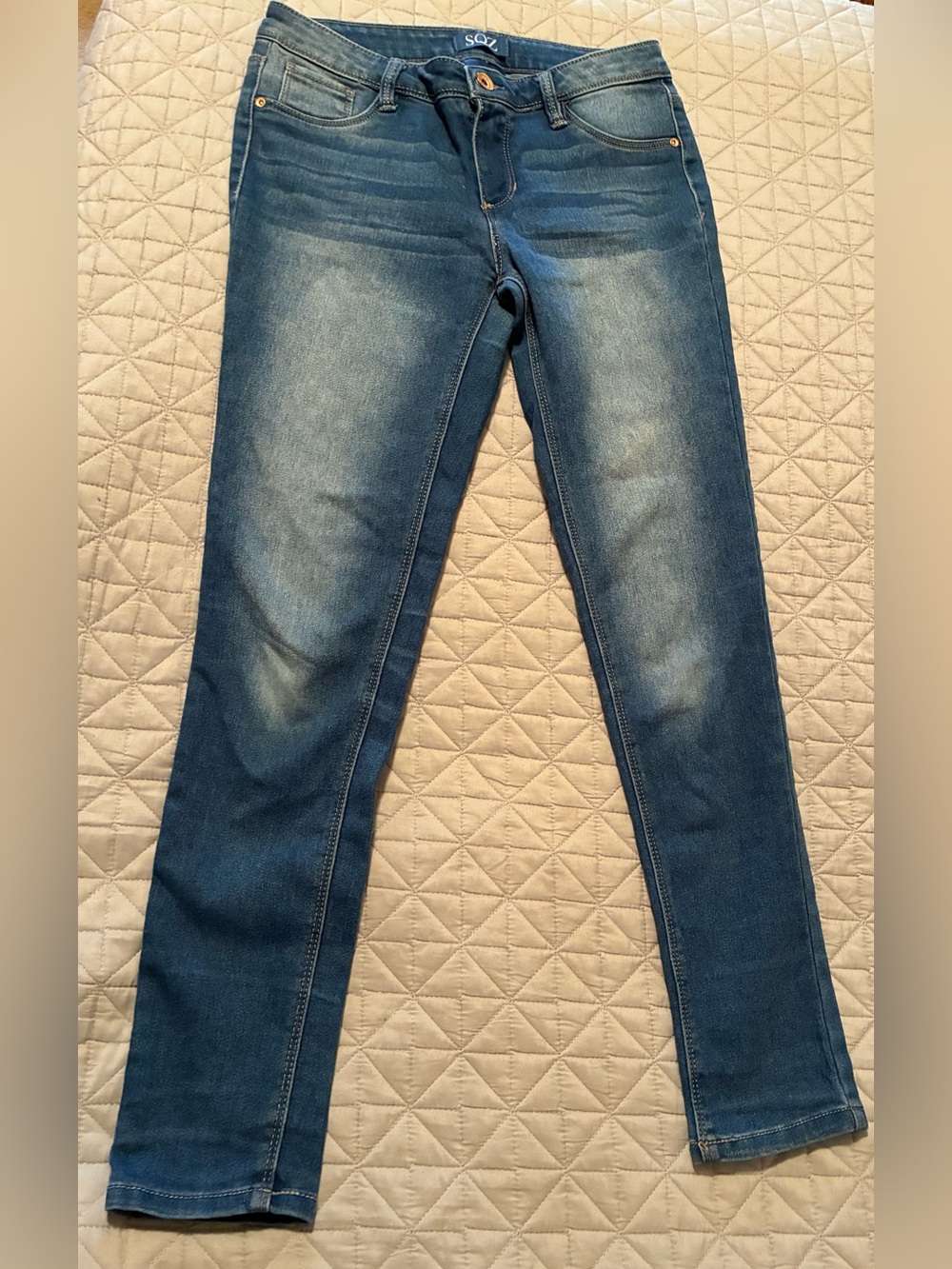 Skinny Blue Stretch Jeans SQZ Brand Size 14 Jr’s